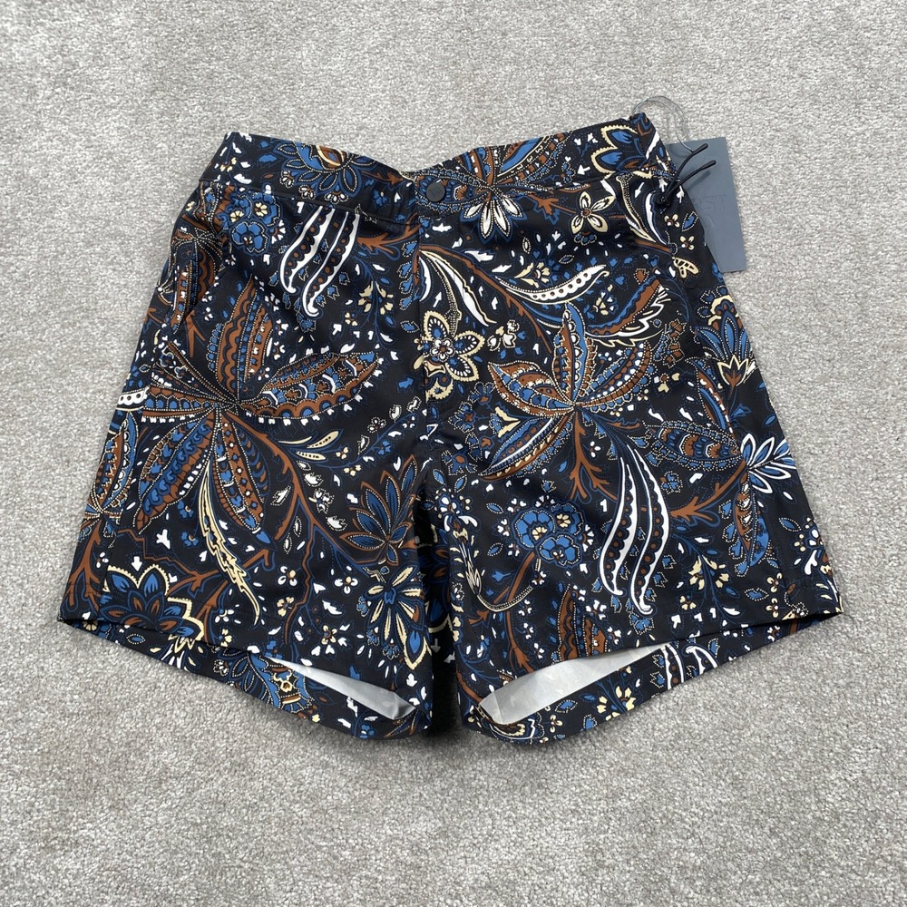 VRST Mens Resort Short 6"‎ Wallflower Black Multi Paisley Floral Print Small NEW